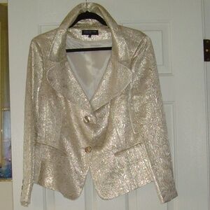 JONES NEW. YORK COLLECTION Off White and Gold Brocade Jacket - 16 NEW